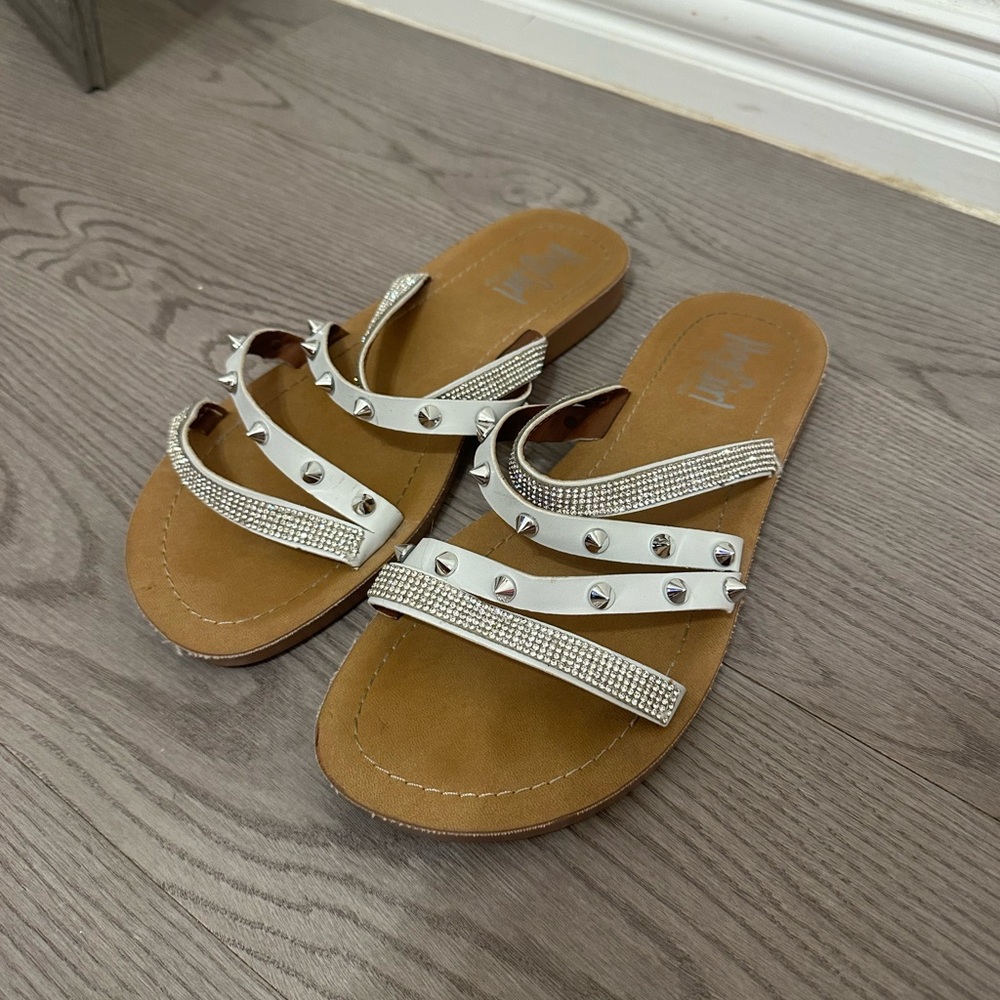 Stylish White and Tan Women's Sandals